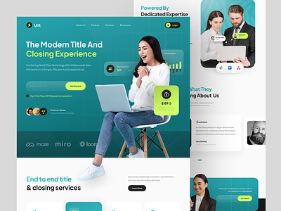 Urit Landing page bank business clean company creative design finance landingpage management minimalist modern real estate technology ui website