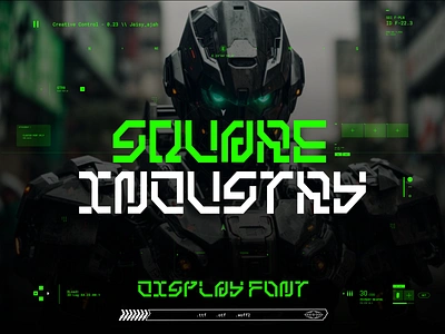 Square Industry - Futuristic Display Font 3d astrounut cyber punk cyberpunk font dark dark mode display font font futuristic futuristic font graphic design hacker layout design military ui techno typeface typography ui unique font web design