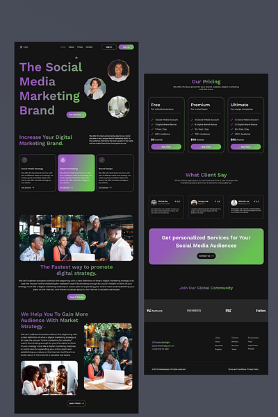 Social Media Marketing Landing Page Project design figma uiux ux