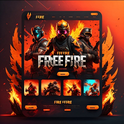 Free Fire Gaming Website UI #gaming app cool website design free fire gaming gaming website graphic design illustration simple website tournament website ui web website