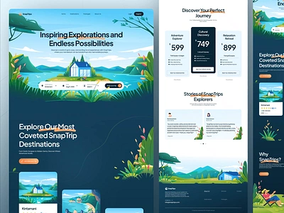 SnapTrips Travel Website animation app branding design e ticket graphic design illustration journey landing page logo motion graphics travel travel app travel website travelling trips ui ui ux ui visual design website