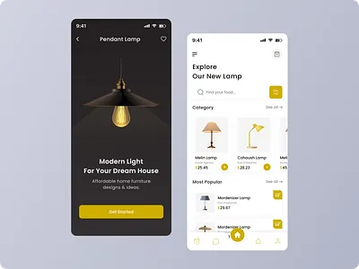 Lamp Product App app app design categories clean design dark e commerce app lamp lamp store light light product minimal minimal design mobile app table lamp trend ui uiux ux ux design uxui design