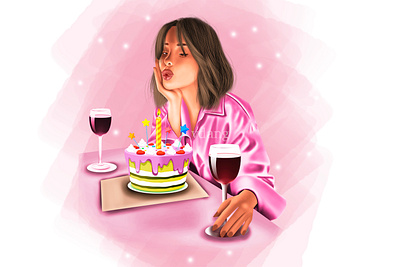 Birthday girl illustration artist autumn birthday design digitalpainting draw girl graphic design illustration