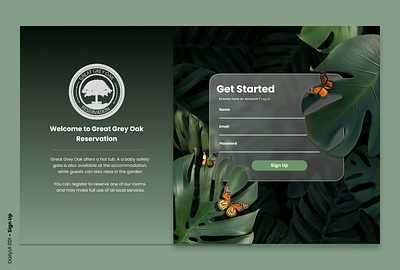Daily UI #001 - Sign Up (Great Grey Oak Reservation) app branding daily ui 001 sign up design for graphic design sign up ui