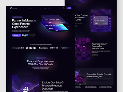 Andromeda - Credit Card Website bank banking card credit card desogn finance finance landing page finance web design finance website fintech fintech web fintech website landing page money management transactions ui web web design website website design