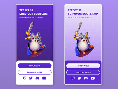 Daily UI #001 - TFT Survivor Bootcamp Sign-Up application apply dailyui design league of legends lol mobile product design riot games sign up teamfight tactics tft ui