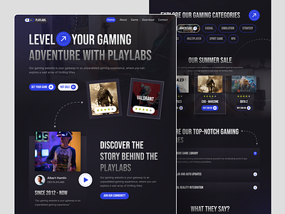 Playlabs - Gaming Landing Page dark design gaming gaming website landing page minimal modern simple design ui uiux ux web design website