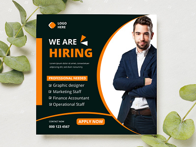 Social media hiring post. design hiring post illustrator photoshop poster