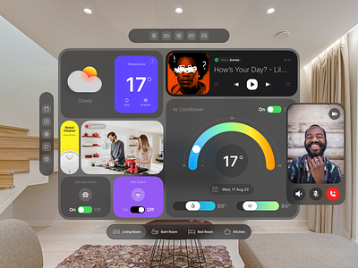 Homu Homu - Vision Pro OS apartment app apple apple vision pro augmented reality dashboard design glassmorph home home automation house layout minimalist product design smart smart device smart home ui ux vision pro