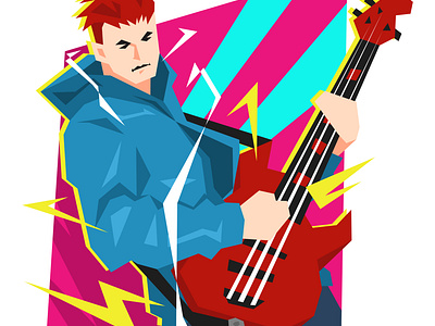 Collection of Guitarist Illustrations band bass bright cartoon character colorful electric flat graphic design guitar guitarist illustration music musician poster rock stock t shirt vector vivid