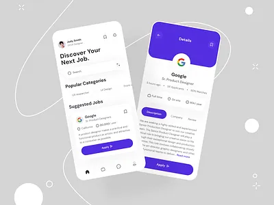 Job Finder App android app app design application career find finder hire hiring ios job job find job finder job search mobile mobile app vacancy