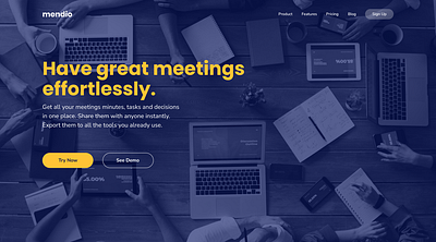 Mendio - Meeting Space for rent concept design branding figma ui web design webdesign