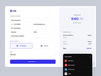 Checkout Page bank checkout fintech form minimal payment summary ui ux web
