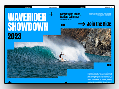 Waverider Surfing Tournament - Website Design branding championship competition design graphic design landing page surfing tournament ui web design