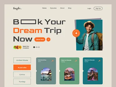 Travel - Landing Page home page ui branding clean design destination eader hotel illustration landing page light color modern navigation soft color tourist travel travel landing page traveler trip ui ux website