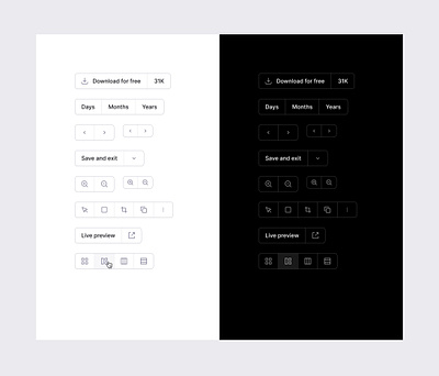 Button Groups ✨ button buttons clean clean ui component dark dark mode design figma group kit minimal system ui ui kit ux