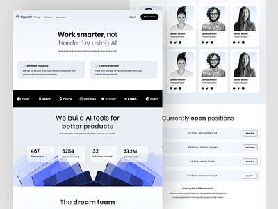 SignalAI About company page design about us landing page about us page b2b b2c company page corporate data design enterprise landing page enterprise website framer landing page saas team ui uxui web webflow webflow saas webpage