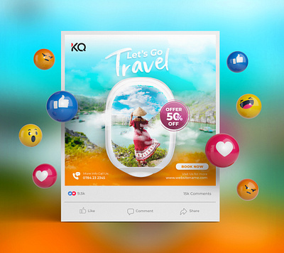 Travel Agency Advertisement Social Media Post Template design graphic design illustration kqdesigner kqfreelancer social media design social media post social post vector