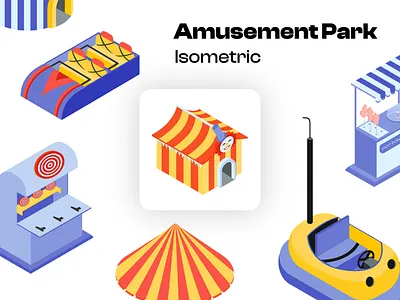 Amusement Park Isometric balloon children holiday illustration isometric kids popcorn