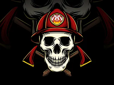 Firefighter skull artwork design graphic design illustration logo tattoo vector