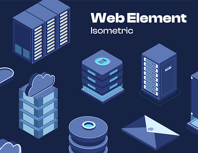 Data Network Isometric development elements interface isometric mobile web