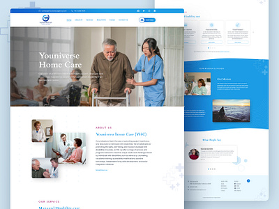 Youniversal Home Care - Website UI Design care web ui graphic design health care web healthcare home care website homecare illustration interactive design landing page logo responsive treatment typography ui uiux user friendly ux vector website design