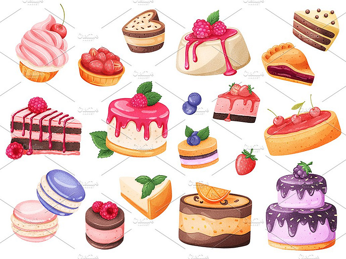 Cakes Realistic Stickers Set by alexdndz on Dribbble