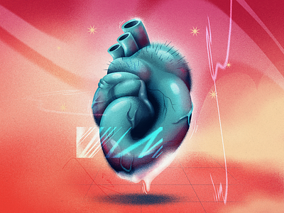 All that's in my heart anatomy art blue graphic design heart illustration nature optical illusion postcard red vaporwave