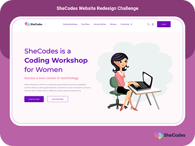 SheCodes - SheCodes Website Redesign Challenge branding design figma graphic design illustration logo redesign challenge shecodes shecodes redesign challenge ui ux vector website woman workshop women workshop