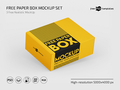 Free Paper Box PSD Mockup box carton free freebie mock up mockup mockups package packaging paper photoshop psd template templates