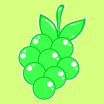 fresh green grape cute flat design branding design flat design graphic design illustration logo ui vector
