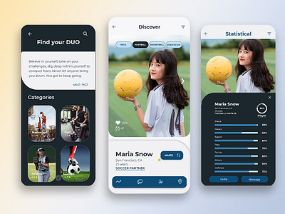 Strive- Sports Partner App Design: UI UX Designer app design app ui application user interface dating app design ui ui ux ux