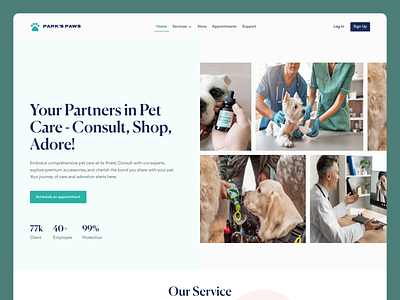 Pet Care Landing Page design landing product ui web web design website