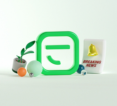 Breaking NEWS! 3d 3dart 3dblender art blender branding design green illustration minimal minimal3d news pastelcolor