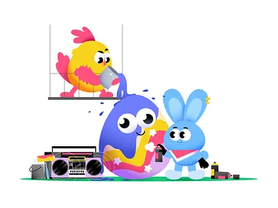 EASTER bunny characterdesign easter egg graffiti illustration paint rooster