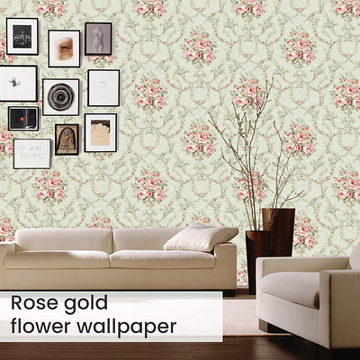 Rose gold flower wallpaper wooden wallpaper for wall