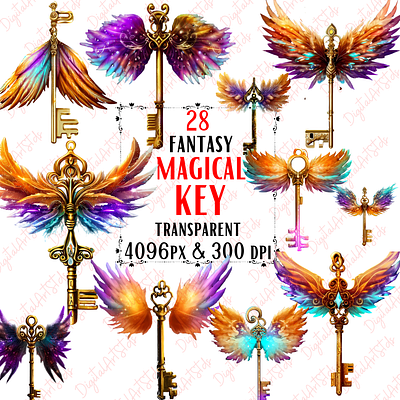 Fantasy Magical Key Clipart design digital download fairy fantasy fantasy clipart graphic design illustration key magical