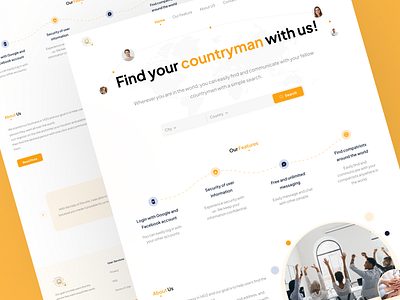 Compatriot Finder Website about us app compatriot finder countryman finder daily ui design finder friend finder graphic design home page home page website design illustration landing page partner finder people finder ui ux vector website design