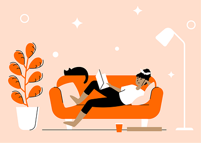Сhilling character flat illustration illustration rest sofa vector
