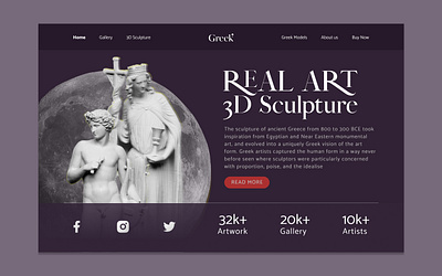 Landing Page - Real Art 3D Sculpture art design greek illustration logo sculpture ui