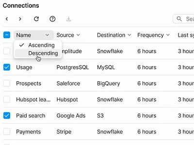 Table flat list minimal product design select table ui ux