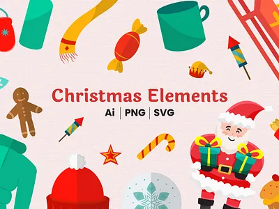 Christmas Elements christmas deer graphic design new year santa snow vector winter xmas