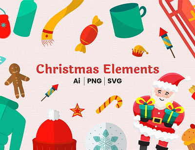 Christmas Elements christmas deer graphic design new year santa snow vector winter xmas