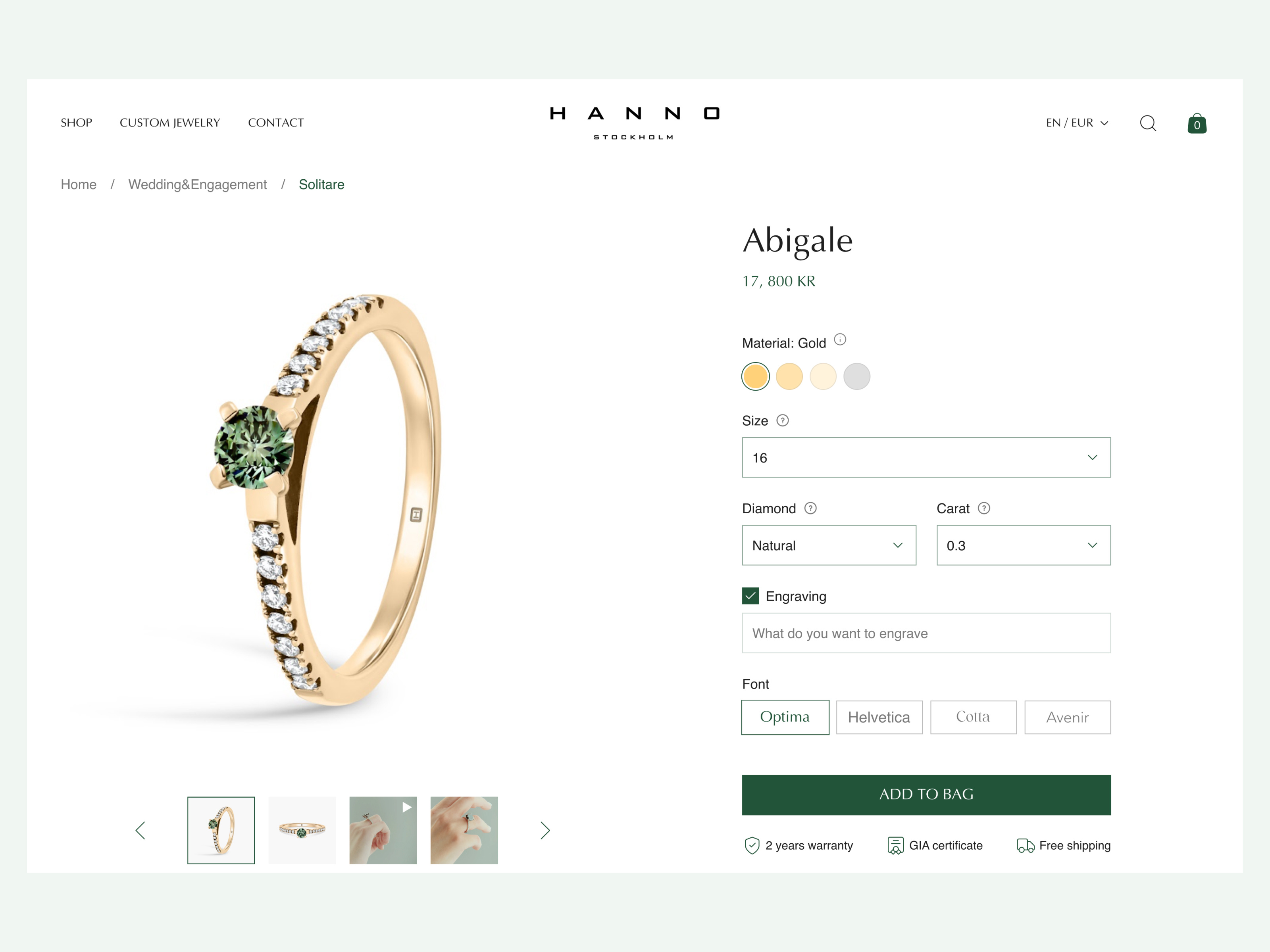 E-commerce | Landing | Jewelry brand "Hanno Stockholm" branding design e commerce engagement figma graphic design illustration jewerly landing page rings ui ux webplatform wedding