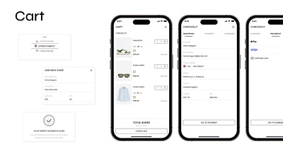 Ecommerce - Cart add card app application cart design ecommerce glasses icon mobile payment shoes shop ui uidesign ux