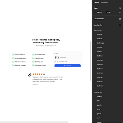 Responsive Pricing Layout in Figma components cta dark mode design design system designer figma interface layout wrap mobile design pricing product design ui ui kit ux variables