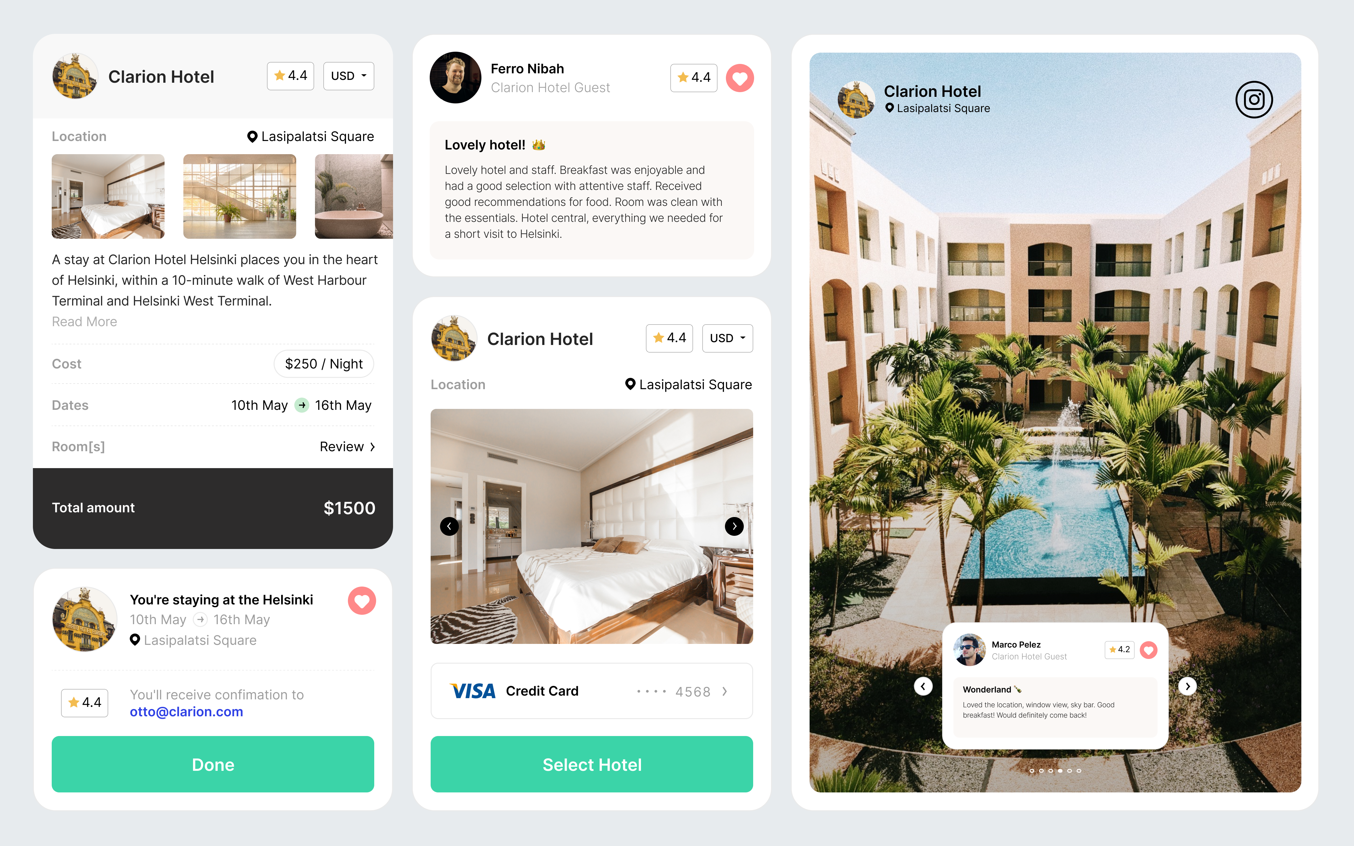 Travel App / Hotel Card Details card color design hotel icon like logo travel ui ux vector