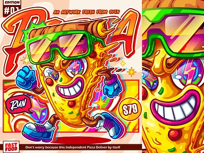 Run Pizza art branding cartoon characterdesign chibi drawing fanart illustration logo mascot packagingdesign pizza