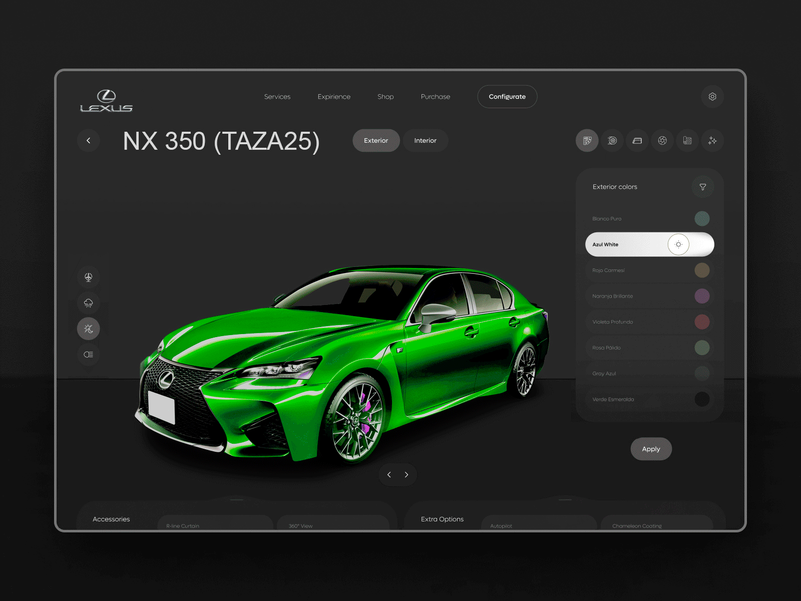 Lexus Configurator – Сar Customiser App. Presentation. animation design graphic design illustration prototyping ui ux vector