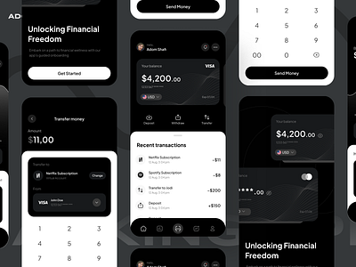 Mobile Banking App adom animation app app design bank app bank card banking app finance finance app mobile banking ui wallet app